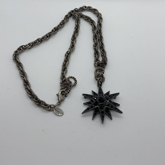 Sweet Romance Victorian Star Onyx Statement Necklace 20” Hand Burnished Bronze